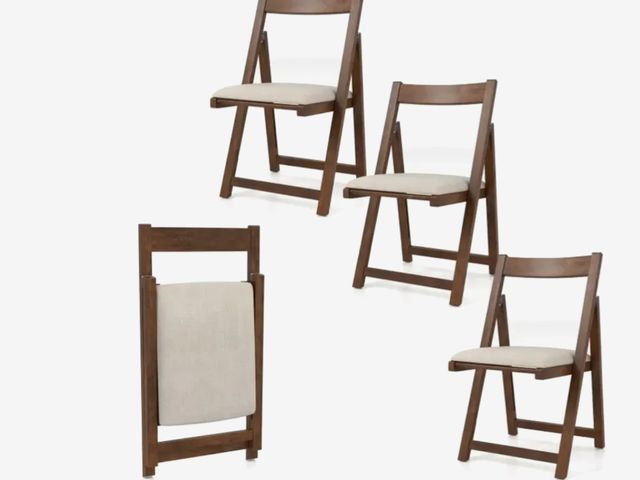 Lot 96-192372 - Folding Upholstered Dining Chair Set of 4 with Curved Backrest New MSRP $329