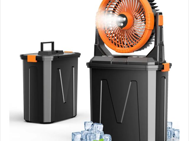 Lot 96-163867 - Camping Misting Fan with LED Lantern, 20000mAh Rechargeable Battery Operated Fan with 3 Large Spray ...