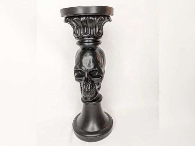 Lot 96-211346 - Skull Candlestick Holder for Halloween Decoration, Raven Skull Skeleton Spooky Decor Pillar Candle H...