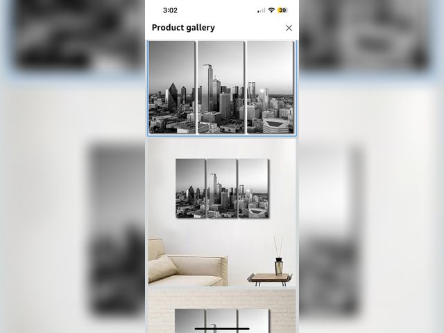 Lot 96-176361 - TUMOVO Black and White Wall Art Dallas, Texas Wall Decor 3 Piece Modern Texas Cityscape Skyline Post...