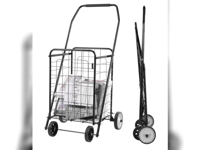 Lot 96-181271 - Elevon Foldable Shopping Utility Cart, Collapsible Durable Grocery Utility Cart with Rolling Wheels ...