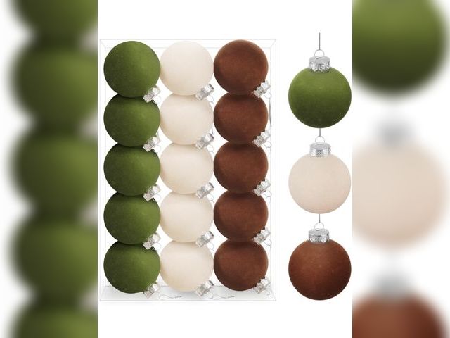 Lot 96-193923 - Annecy Christmas Tree Ornaments Velvet Balls - 15 PCS Shatterproof Flocked Christmas Balls Decoratio...