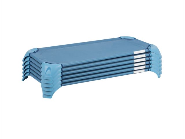 Lot 96-185593 - ECR4Kids Stackable Cozy Cot with Storage, Powder Blue, 6-Pack New MSRP $199