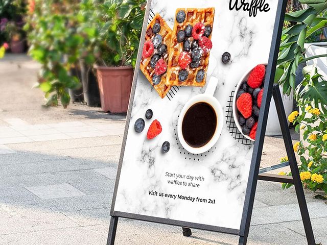 Lot 96-164257 - A- Frame Sidewalks Poster stand 24 x 36 Inch Outdoor Sign Black Coated Metal Collapsible Sidewalks S...