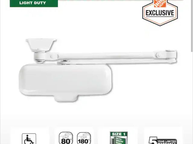 Lot 96-191924 - Universal Hardware Light-Duty White Residential Door Closer New