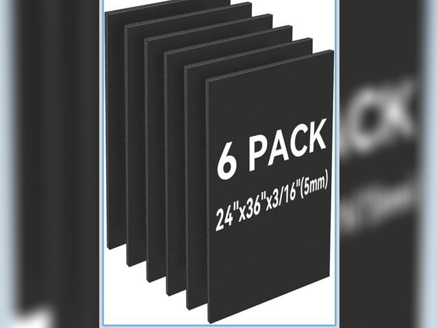 Lot 96-187242 - 6 Pack Black Foam Board 24"x36", 3/16" Thick Foam Core Board for Projects, Black Poster Board for Pa...