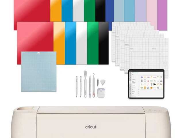 Lot 96-176135 - Cricut Explore 4 - Smart Cutting Machine (Seashell) | Engagement Bundle - Includes Smart Vinyl, Card...