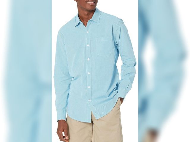 Lot 96-166452 - Amazon Essentials Men's Regular-Fit Long-Sleeve Casual Poplin Shirt Size Large 
New