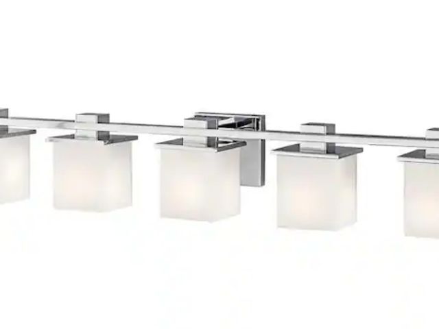 Lot 96-166380 - KICHLER
Tully 40.25 in. 5-Light Chrome Contemporary Bathroom Vanity Light with Etched Glass Shade
Ne...