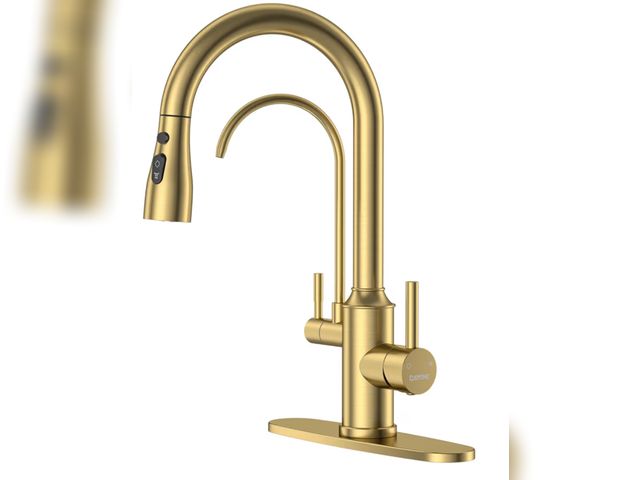 Lot 96-187409 - DAYONE Gold Kitchen Faucet with Drinking Purfied Water Faucet, High Arc 3 in 1 Sink Tap Stainless St...