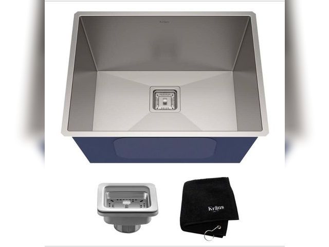 Lot 96-180003 - KRAUS Pax Zero-Radius 24in. 18 Gauge Undermount Single Bowl Stainless Steel Laundry and Utility Sink...