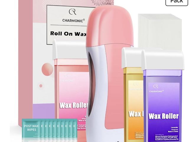Lot 96-230492 - Roll On Wax Kit, Portable Wax Roller Kit for Coarse/Fine Hair Removal, Beginners Waxing Roller for A...