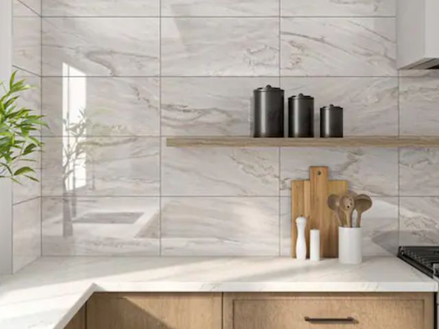 Lot 96-173610 - 31 ft² Daltile Fenbrook Regal White 12 in. x 24 in. Polished Porcelain Marble Look Floor and Wall Ti...