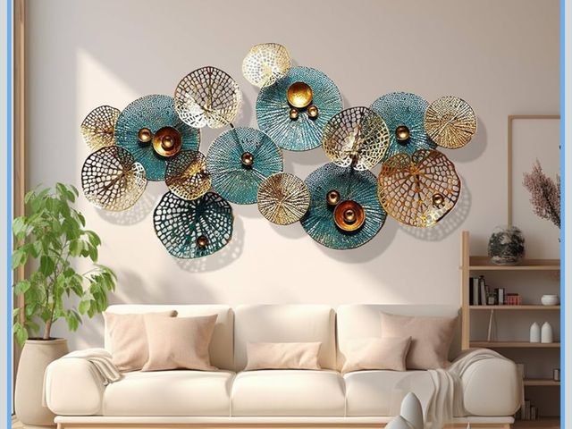 Lot 96-187517 - edaknez Metal Wall Decor for Living Room, Metal Flower Wall Art, 3D Stacked Leaves Wall Art Decor, M...