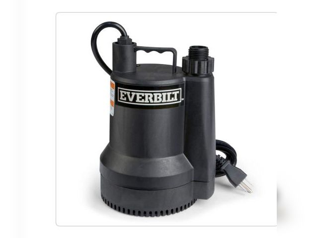 Lot 96-164815 - Everbilt 1/6 HP Plastic Submersible
Utility Pump Used