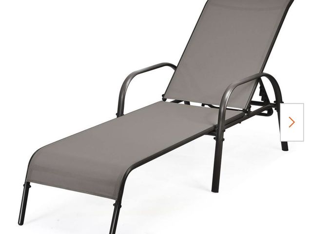 Lot 96-197304 - Brown 2-Pieces Patio Metal Lounge Chair Chaise Adjustable Reclining Armrest MSRP $254.66 New