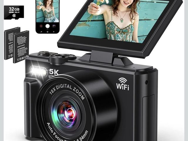 Lot 96-232911 - Digital Camera 5K WiFi Cameras for Photography 75MP UHD Autofocus Vlogging