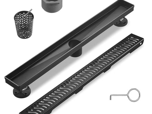 Lot 96-179532 - Sharp-tec Linear Shower Drain, 36 inch Shower Drain with Removable Pattern Cover, Matte Black 304 St...