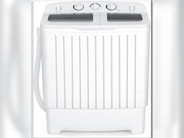 Lot 96-211539 - COSTWAY Portable Washing Machine, Twin Tub 20 Lbs Capacity, Compact Laundry Washer(12 Lbs) and Spinn...