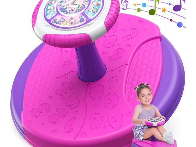 Lot 96-211349 - HYES Unicorn Sit and Spin Toys for Toddlers 1-3 Girls, 360° Toddler Spinning Seat with LED Lights an...