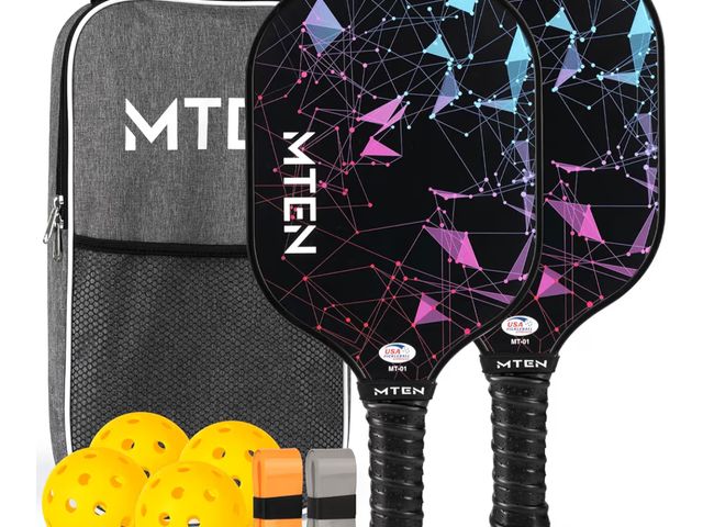 Lot 96-176661 - Pickleball Paddles, USAPA Approved Fiberglass Surface Pickleball Set with Pickleball Rackets, Pickle...