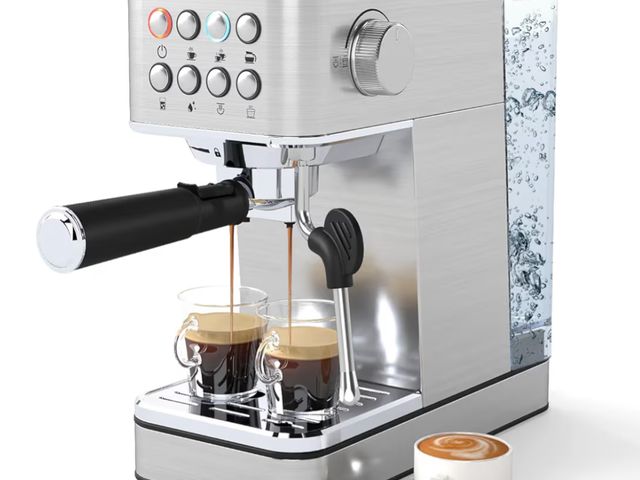 Lot 96-192175 - COSTWAY Espresso Machine 20 Bar, Compact Stainless Steel Coffee Maker with Milk Frother, 57OZ Remova...