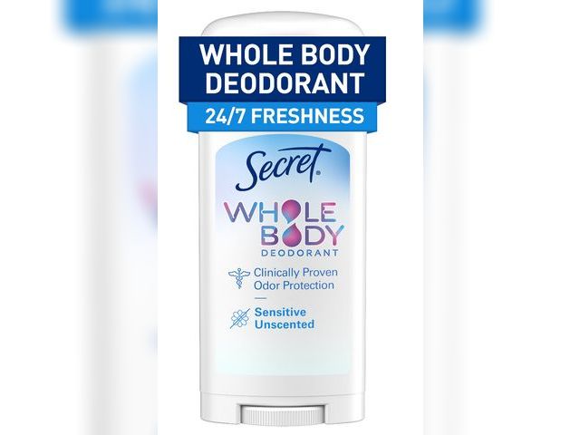Lot 96-167187 - Secret Whole Body Stick Aluminum Free Deodorant for Women Unscented 2.6oz

New