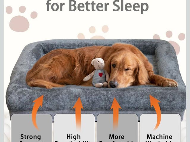 Lot 96-187250 - Dog Beds Large Sized Dog Waterproof Memory Foam Dog Sofa with Sides Non-Slip Bottom Large Pet Bed wi...