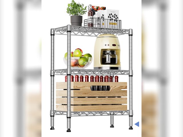 Lot 96-230630 - IZEUK 3-Tier Steel Storage Shelves, Heavy Duty Metal Shelf Wire Shelving Rack for Pantry, Kitchen, L...