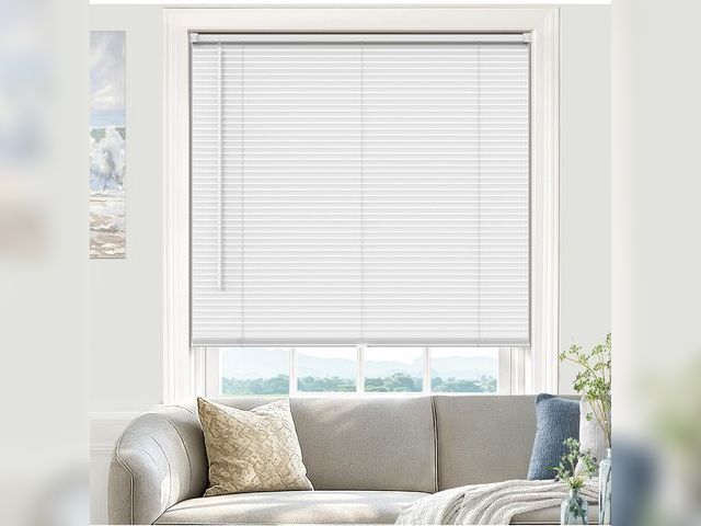 Lot 96-176091 - 100% Privacy L-Shaped Blades Mini Blinds for Indoor Windows 1" Vinyl Cordless Window Blinds for Home...
