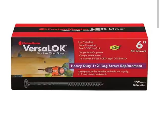 Lot 96-174314 - FastenMaster VersaLOK 0.220 in. x 6 in. Torx Flat Head Wood Screw (50-Pack) new