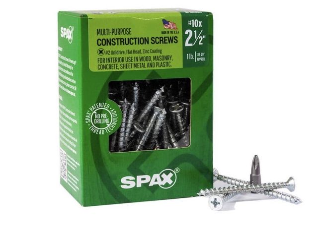 Lot 96-211905 - SPAX
#10 x 2-1/2 in. Interior Flat Head Wood Screws Construction Phillips Square Unidrive (88 Each) ...