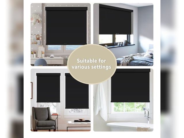 Lot 96-177330 - Cordless Blackout Roller Shades Blinds for Windows Free-Stop,Pull Down Room Darkening with Valance,T...