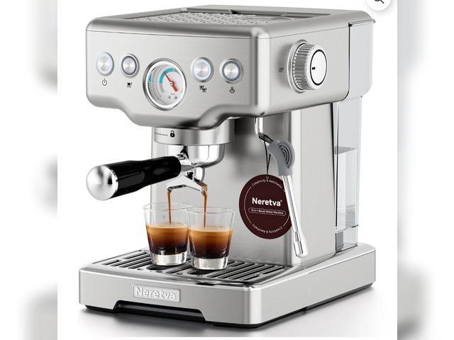 Lot 96-176299 - Neretva Espresso Machine 15 Bar Professional Espresso Maker with Milk Frother Steam Wand, Cappuccino...