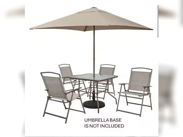 Lot 96-222321 - StyleWell Amberview olding Outdoor Chairs and Umbrella

New. THIS IS CHAIRS AND UMBRELLA ONLY