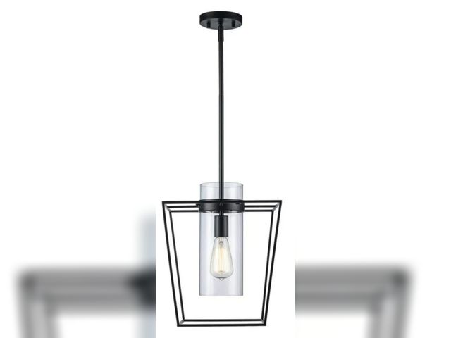 Lot 96-191734 - Monteaux Lighting 12 in. 1-Light Black Pendant Light Fixture w/Clear Glass
New