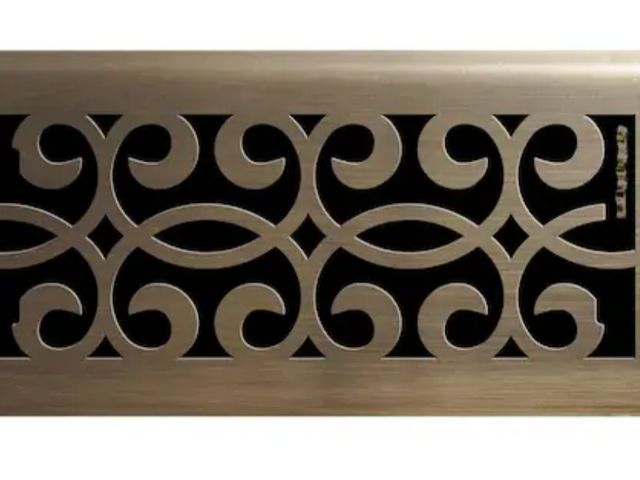 Lot 96-232571 - Pack of 5 Hampton Bay Classic Scroll 4 in. x 10 in. Steel Floor Register in Antique Brass New  Msrp ...
