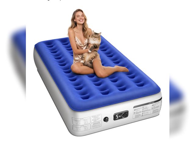 Lot 96-180431 - Twin Air Mattress with Built in Pump Luxurious Comfort Raised Inflatable Mattress Twin Airbed Blow U...