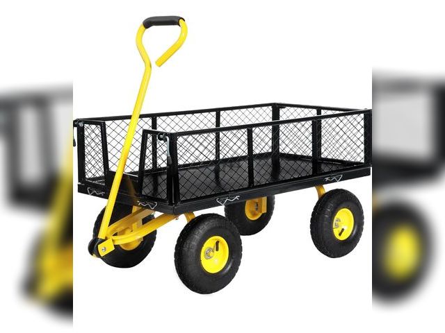 Lot 96-173883 - SUNNYFEEL 500 Lbs Capacity Heavy Duty Mesh Steel Garden Cart, Folding Utility Wagon with Removable S...