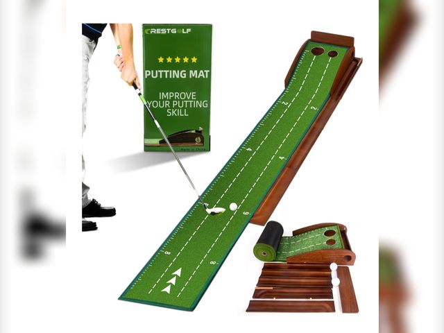 Lot 96-177123 - Putting Green Indoor,Golf Putting mats Practice Indoor,Wrinkle-Free Golf Mat with Auto Ball Return -...