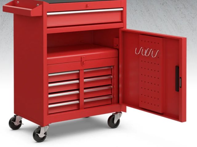 Lot 96-192238 - Costway Metal Tool Boxes &amp; Organizers Lockable with Wheels, Red
Unused, but has dents 
No box 
M...