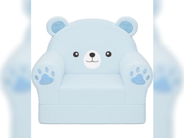 Lot 96-170539 - MONKISS Cute Toddler First Chair, Kids' Armchairs, Mini Couch for Baby, Blue Bear, 1~2.5 Years Old N...