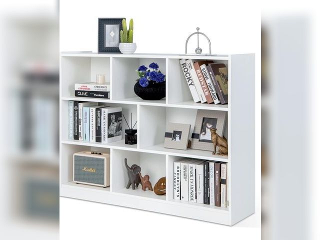 Lot 96-192499 - Giantex 8 Cube Bookcase, Freestanding 3-Tier Open Bookshelf, Modern Storage Display Cabinet, Wood Cu...