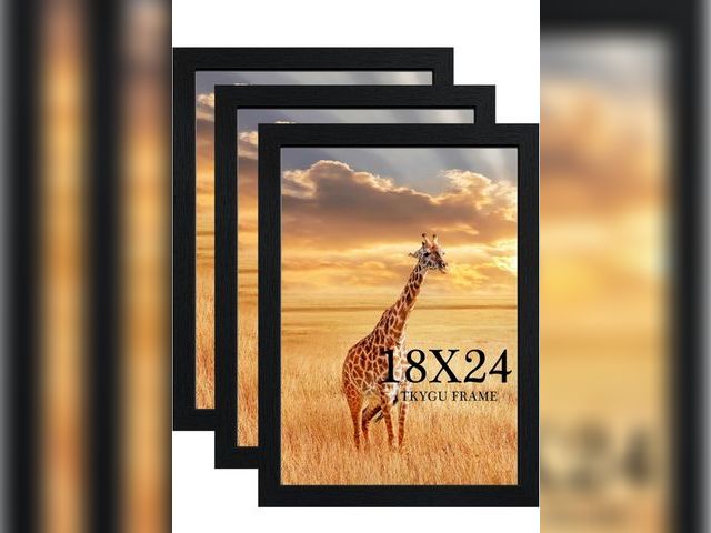 Lot 96-180879 - 18x24 Poster Frame Black Set of 3, Woodgrain Frame for 18x24 Inch Studio Gallery with Durable Shatte...