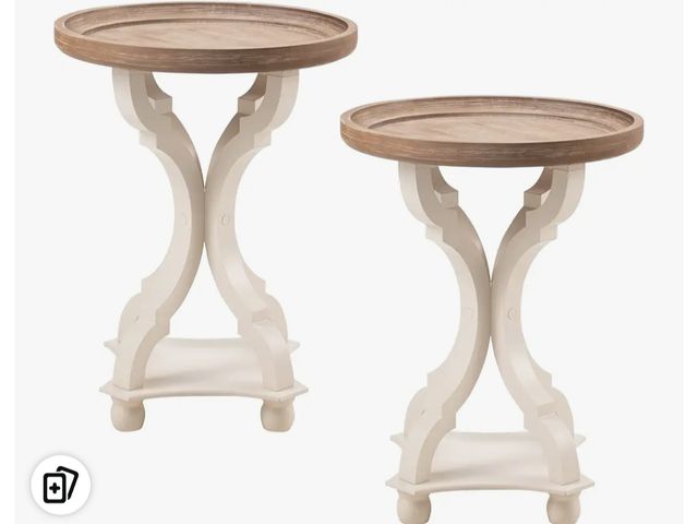 Lot 96-180989 - Set of 2 Rustic Farmhouse Cottagecore Accent End Table, Natural Tray Top Side Table Nightstand for F...