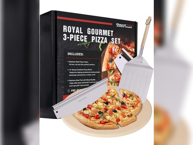 Lot 96-195222 - Royal Gourmet KSF1406 3-Piece Pizza Set for Grill, BBQ and Oven with 14-Inch Round Pizza Baking Ston...