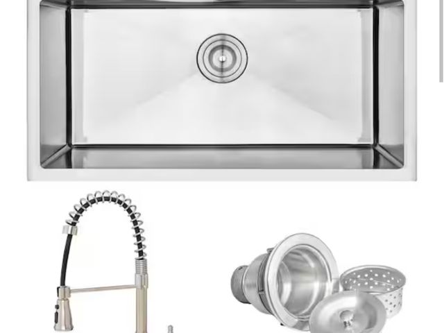 Lot 96-179176 - Golden Vantage Handmade All-in-One Stainless Steel 33 in. x 22 in. Single Bowl Drop-in Kitchen Sink ...