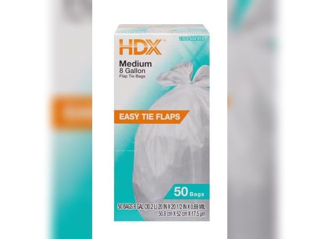 Lot 96-179654 - HDX 8 Gallon White Medium Trash Bag (50-Count) New