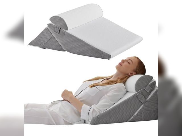 Lot 96-190609 - Wedge Pillow Headboard, 3PCS Orthopedic Bed Wedge Pillows Set for After Surgery, Adjustable Pillow W...