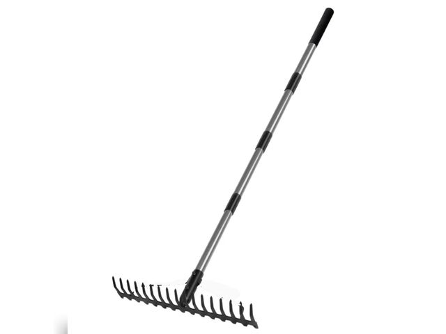 Lot 96-170346 - Rake Heavy Duty Garden Rake with Stainless Steel Handle, unused, head is slightly bent